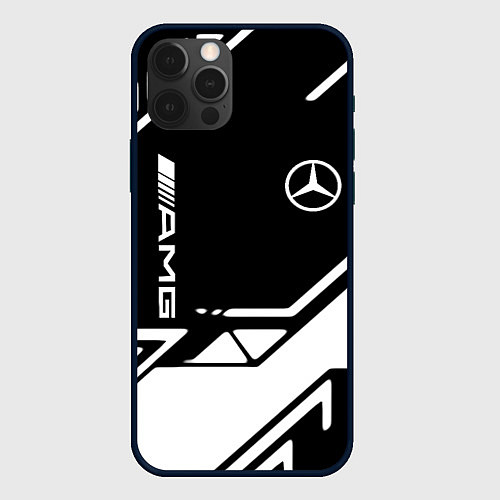 Чехол iPhone 12 Pro Mercedes bens geometry / 3D-Черный – фото 1