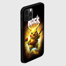 Чехол для iPhone 12 Pro Пикачу рокер с электрогитарой, цвет: 3D-черный — фото 2