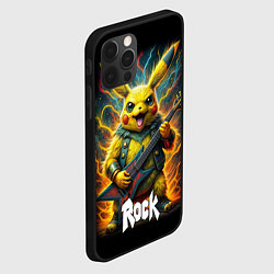 Чехол для iPhone 12 Pro Пикачу рокер с электрогитарой, цвет: 3D-черный — фото 2