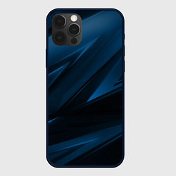 Чехол для iPhone 12 Pro Geometry stripes blue neon, цвет: 3D-черный