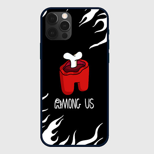 Чехол iPhone 12 Pro Among us fire game / 3D-Черный – фото 1