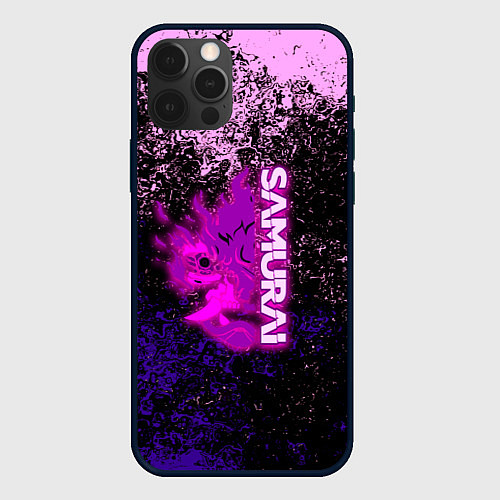 Чехол iPhone 12 Pro Samurai neon logo краски / 3D-Черный – фото 1