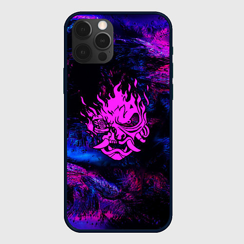 Чехол iPhone 12 Pro Cyberpunk неоновые краски / 3D-Черный – фото 1