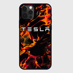 Чехол для iPhone 12 Pro Tesla red lava, цвет: 3D-черный