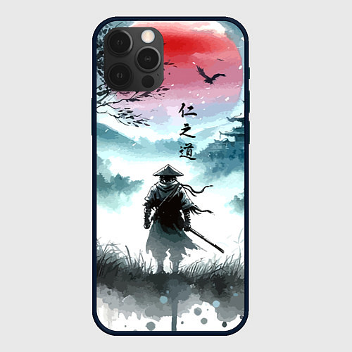 Чехол iPhone 12 Pro Japanese samurai - ghost of Tsushima / 3D-Черный – фото 1