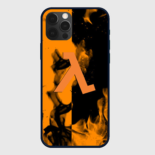 Чехол iPhone 12 Pro Half life fire orange / 3D-Черный – фото 1