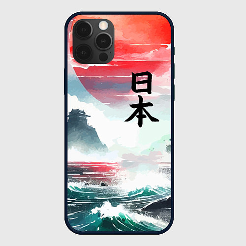 Чехол iPhone 12 Pro Япония - страна восходящего солнца - акварель / 3D-Черный – фото 1