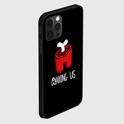 Чехол для iPhone 12 Pro Among us logo red, цвет: 3D-черный — фото 2