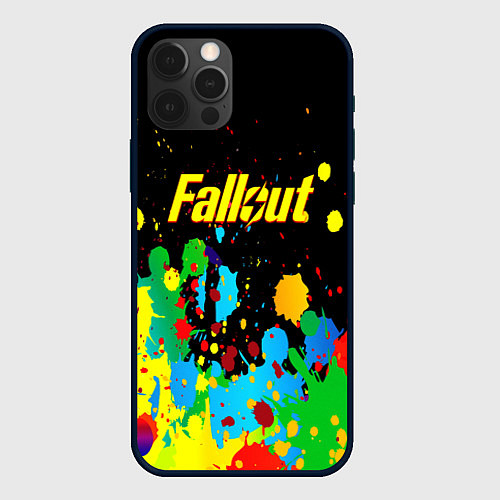 Чехол iPhone 12 Pro Fallout цветные краски / 3D-Черный – фото 1