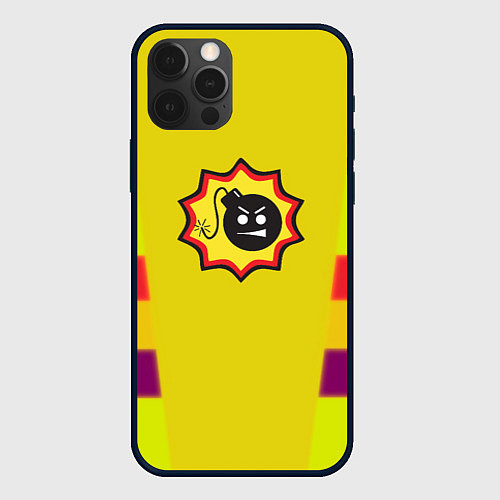 Чехол iPhone 12 Pro Serious Sam logo - yellow geometry / 3D-Черный – фото 1