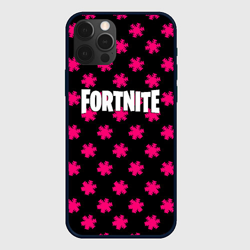 Чехол iPhone 12 Pro Fortnite snowflake pattern / 3D-Черный – фото 1