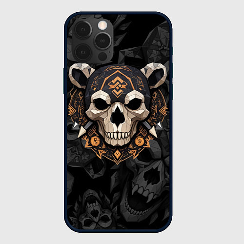 Чехол iPhone 12 Pro Череп медведя / 3D-Черный – фото 1