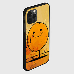 Чехол для iPhone 12 Pro Забавный колобок-смайлик на оранжевом, цвет: 3D-черный — фото 2