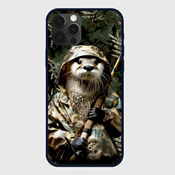 Чехол для iPhone 12 Pro Выдра на рыбалке, цвет: 3D-черный