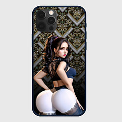 Чехол iPhone 12 Pro Сексуальная девушка в белом обтягивающем белье