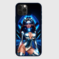 Чехол iPhone 12 Pro Космическая девушка в блестящем костюме с ушками