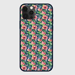Чехол iPhone 12 Pro Маки и синицы паттерн