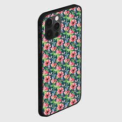 Чехол для iPhone 12 Pro Маки и синицы паттерн, цвет: 3D-черный — фото 2