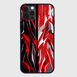 Чехол iPhone 12 Pro Красная абстракция на чёрно-белом фоне