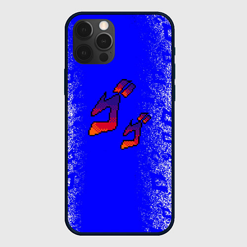 Чехол iPhone 12 Pro Jojos bizarre adventure - синяя символига-лого / 3D-Черный – фото 1