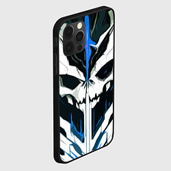 Чехол для iPhone 12 Pro Абстрактный белый череп и синие полосы, цвет: 3D-черный — фото 2
