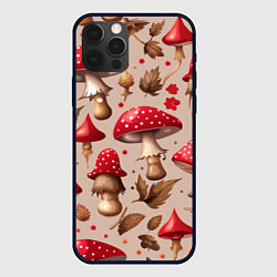 Чехол iPhone 12 Pro Грибные шляпки мухоморов