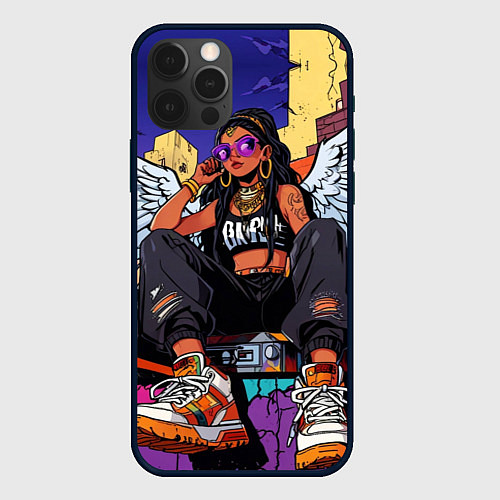 Чехол iPhone 12 Pro Городской ангел - urban style / 3D-Черный – фото 1