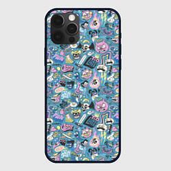 Чехол для iPhone 12 Pro Дудл животные и меч, цвет: 3D-черный