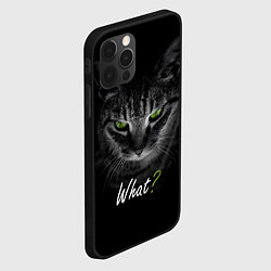 Чехол для iPhone 12 Pro Недобрый кот с зелёными глазами - What?, цвет: 3D-черный — фото 2
