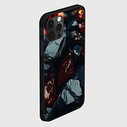 Чехол для iPhone 12 Pro Темные блестящие абстрактные камни, цвет: 3D-черный — фото 2
