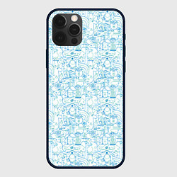 Чехол iPhone 12 Pro Дудл - паттерн звери рисованные лайнарт