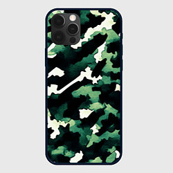 Чехол для iPhone 12 Pro Яркий зелёный камуфляж, цвет: 3D-черный