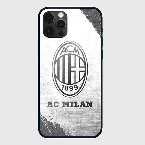 Чехол iPhone 12 Pro AC Milan - white gradient / 3D-Черный – фото 1