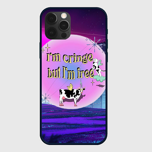 Чехол iPhone 12 Pro Кринж свобода на белом фоне / 3D-Черный – фото 1