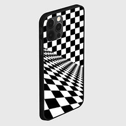Чехол для iPhone 12 Pro Шахматная психоделика иллюзия, цвет: 3D-черный — фото 2