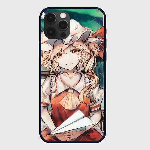 Чехол iPhone 12 Pro Touhou Project Flandre милая с бумажным самолётико / 3D-Черный – фото 1