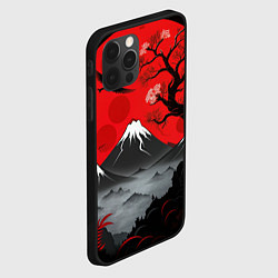 Чехол для iPhone 12 Pro Япония сакура и горы, цвет: 3D-черный — фото 2