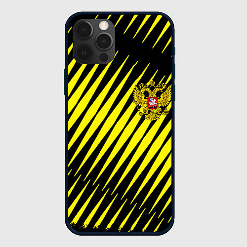 Чехол iPhone 12 Pro Герб РФ абстракция / 3D-Черный – фото 1