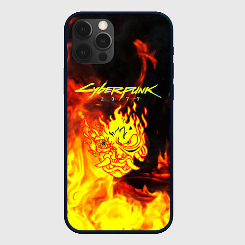 Чехол iPhone 12 Pro Samurai fire cyberpunk / 3D-Черный – фото 1