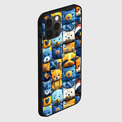 Чехол для iPhone 12 Pro Пэчворк с мордашками енотов, цвет: 3D-черный — фото 2