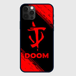 Чехол для iPhone 12 Pro Doom - red gradient, цвет: 3D-черный