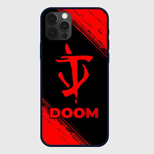 Чехол iPhone 12 Pro Doom - red gradient / 3D-Черный – фото 1