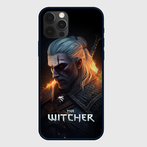 Чехол iPhone 12 Pro The Witcher and fire / 3D-Черный – фото 1