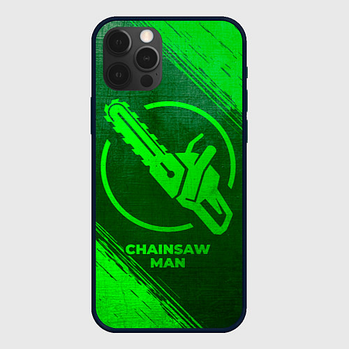 Чехол iPhone 12 Pro Chainsaw Man - green gradient / 3D-Черный – фото 1