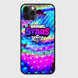 Чехол iPhone 12 Pro Brawl stars неоновые соты