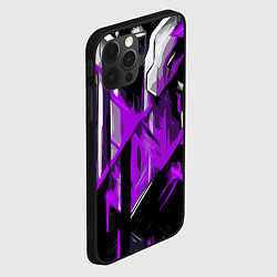 Чехол для iPhone 12 Pro White and purple abstraction on a black background, цвет: 3D-черный — фото 2