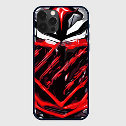 Чехол для iPhone 12 Pro Red and white abstraction on a black background, цвет: 3D-черный