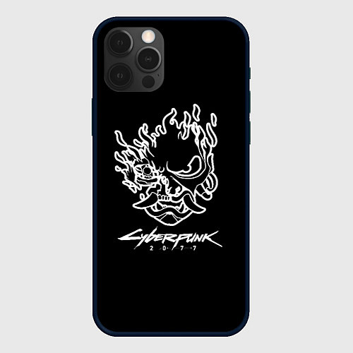 Чехол iPhone 12 Pro Cyberpunk 2077 white / 3D-Черный – фото 1