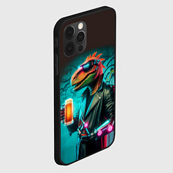 Чехол для iPhone 12 Pro Чувак пивозавр - киберпанк фантазия, цвет: 3D-черный — фото 2