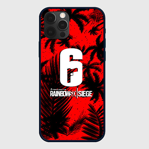 Чехол iPhone 12 Pro Rainbow six тропик паттерн / 3D-Черный – фото 1